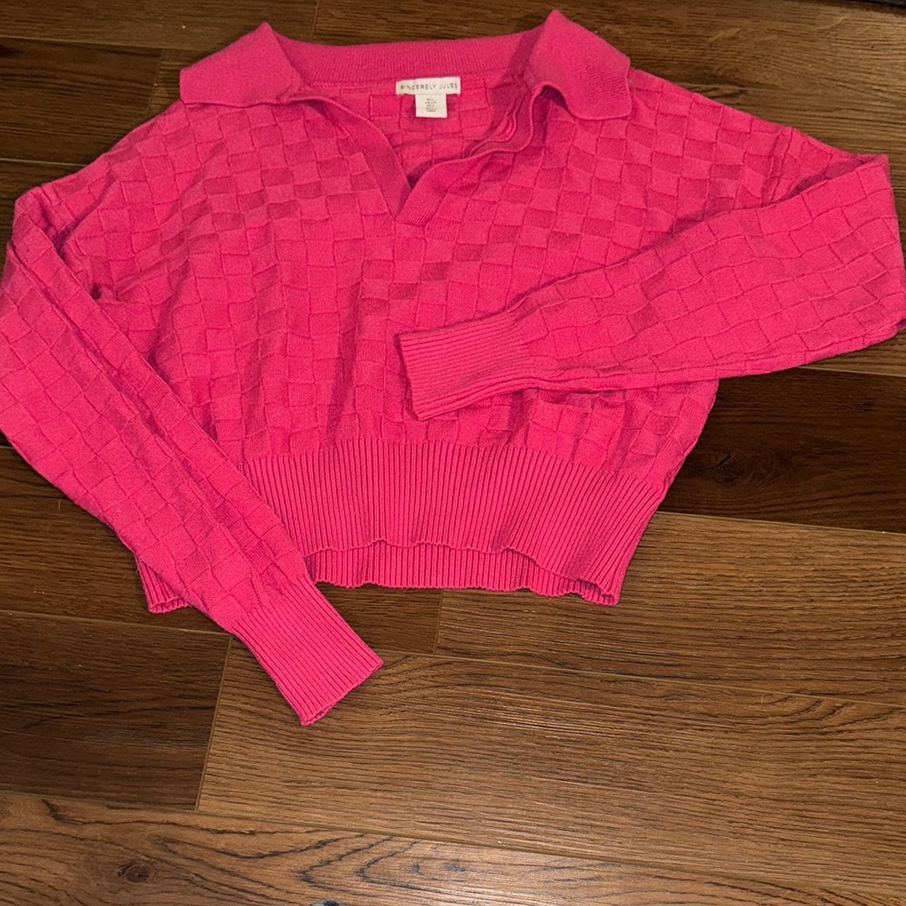 Sincerely Jules V-Neck Sweater in Hot Pink